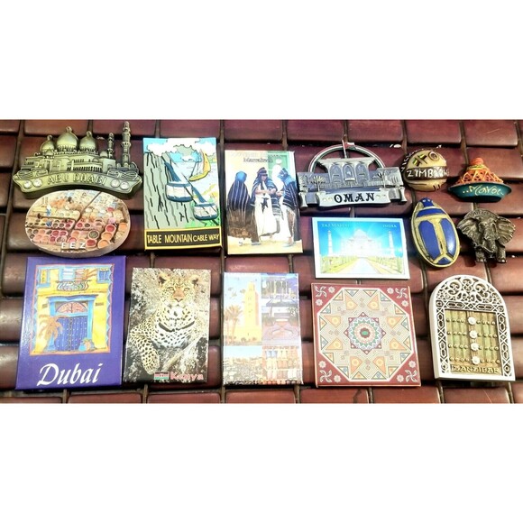 15 Vintage Refrigerator Souvenir Travel Magnets Middle East Africa & India - Picture 1 of 4